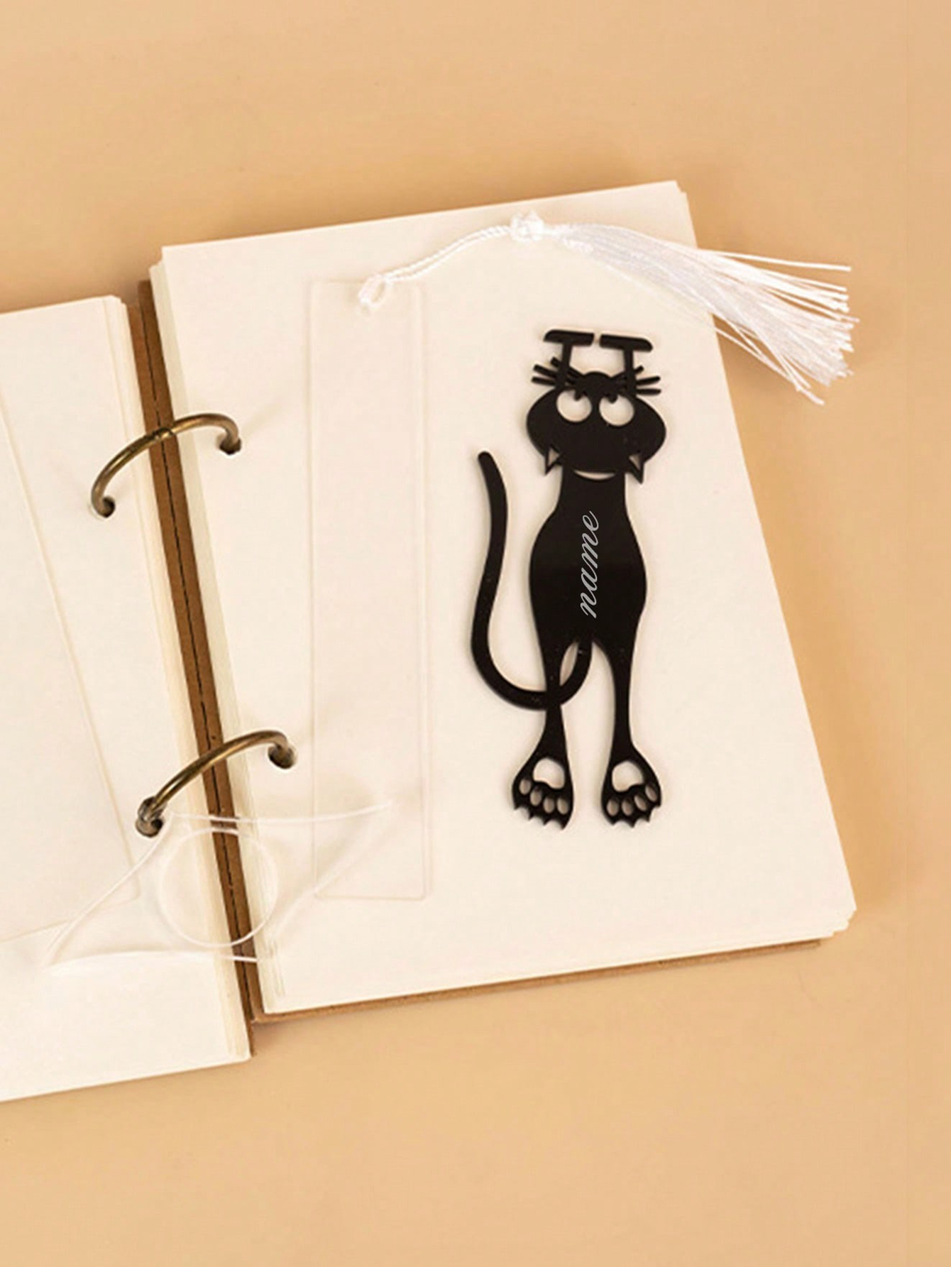 Custom Text/Logo Cat-Shaped Acrylic Hollow Bookmark, Creative Black Cat Hanging Bookmark